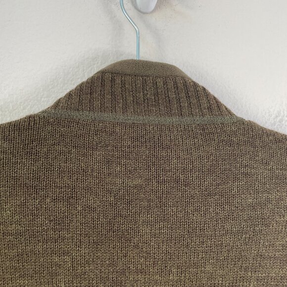 Orvis Mens Large Green Brown 100% Wool Full Zip Bomber Jacket - Picture 9 of 9